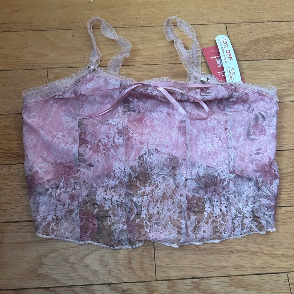 Pink crop top brand new with tags size L fits smaller brand new with tags